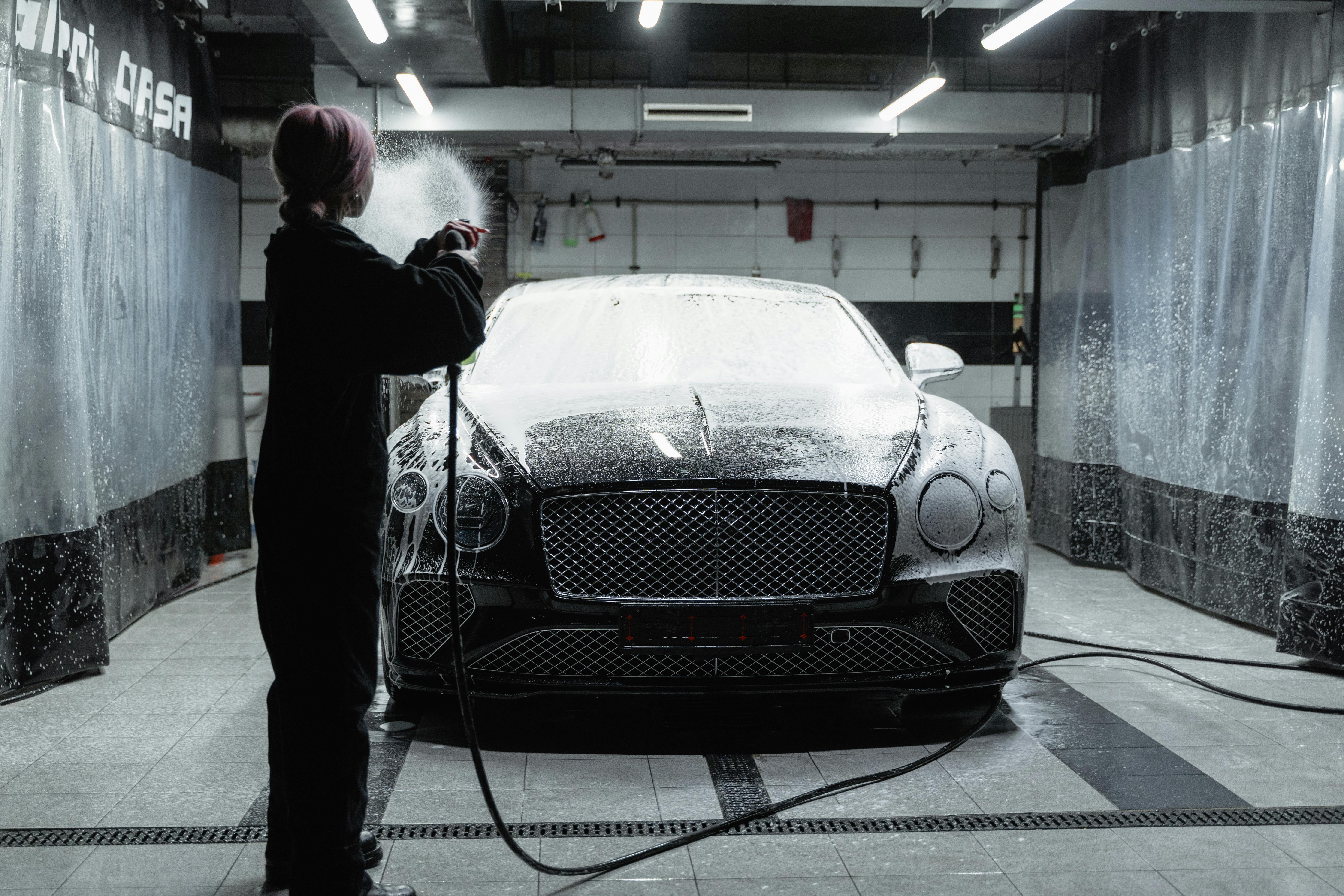 exterior of car being cleaned